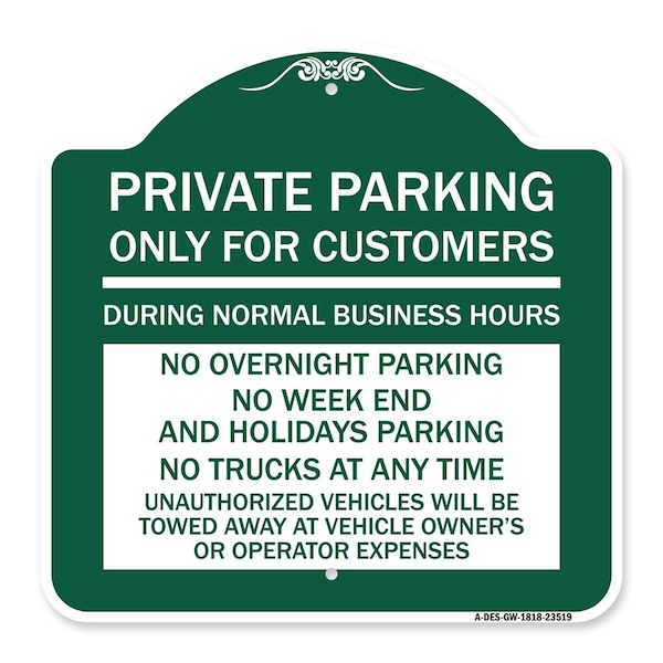 Signmission Only for Customers During Normal Business Hours No Overnight Parking No Trucks at Any, GW-1818-23519 A-DES-GW-1818-23519 - main
